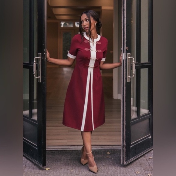 Jessakae grace dress red burgundy white 3X NWT - Picture 3 of 15